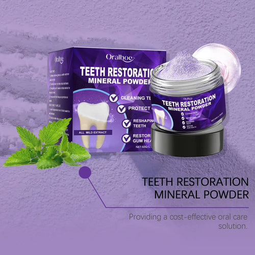 Teeth Restoration Mineral Powder Whitening Remove Stain Plaque Strengthen Teeth Improve Oral Smell Purple Teeth Brighten Powder
