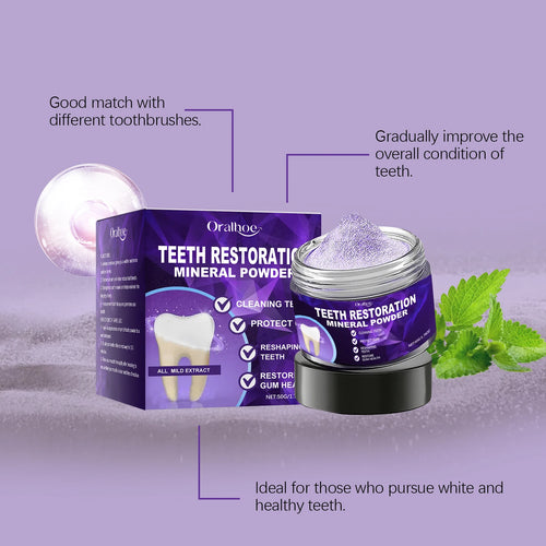 Teeth Restoration Mineral Powder Whitening Remove Stain Plaque Strengthen Teeth Improve Oral Smell Purple Teeth Brighten Powder