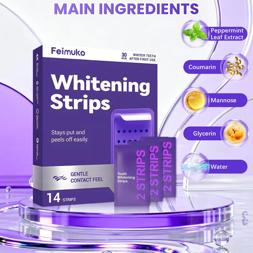 Purple Teeth Whitening Strips for Sensitive Teeth – Brightening Enamel Safe Remove Yellow Stains Long Lasting Oral Care Patches