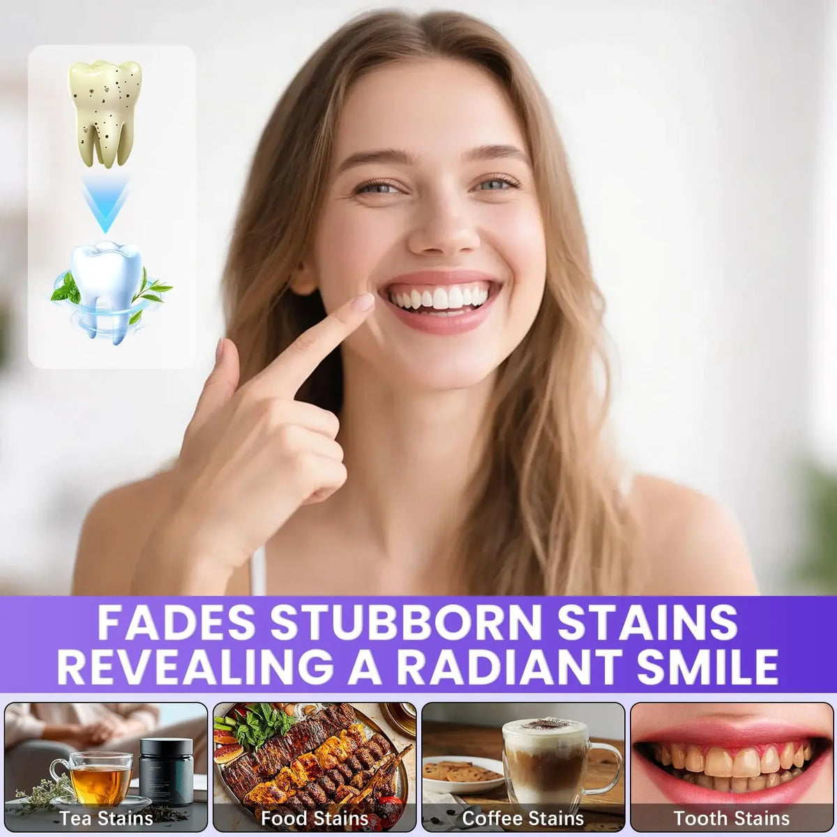 Purple Teeth Whitening Strips for Sensitive Teeth – Brightening Enamel Safe Remove Yellow Stains Long Lasting Oral Care Patches